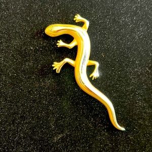 Lizard pin, gold tone with shiny stripe.